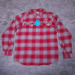 COLUMBIA NCAA Wisconsin Badgers CLG Flare Gun‎ Flannel Shirt Mens Size XL Red